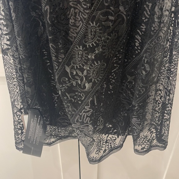 NWT XS BCBG sheer embroidered & sequined dress with black slip dress underneath - Picture 6 of 9